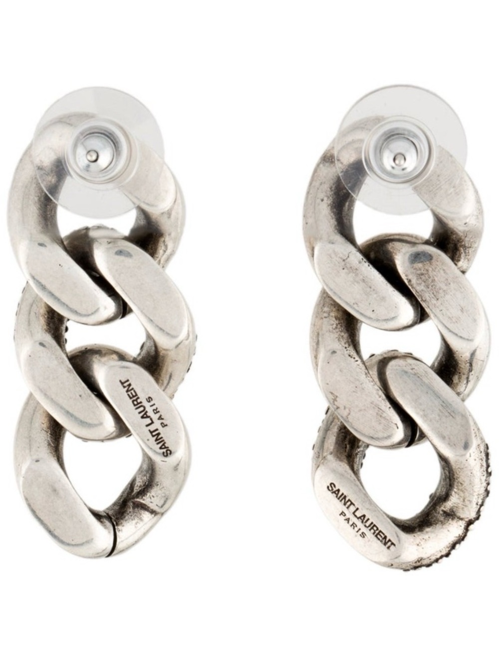 Saint Laurent Crystal Curb Link Drop Earrings - Picture 5 of 5